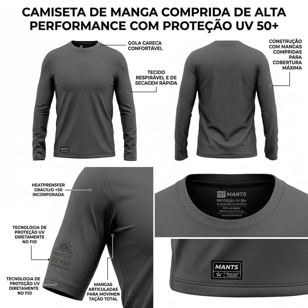 Camisa Manga Longa Proteção UV +50 Camuflada Chumbo Roxa Rosa Unissex Antimosca Esporte Natação