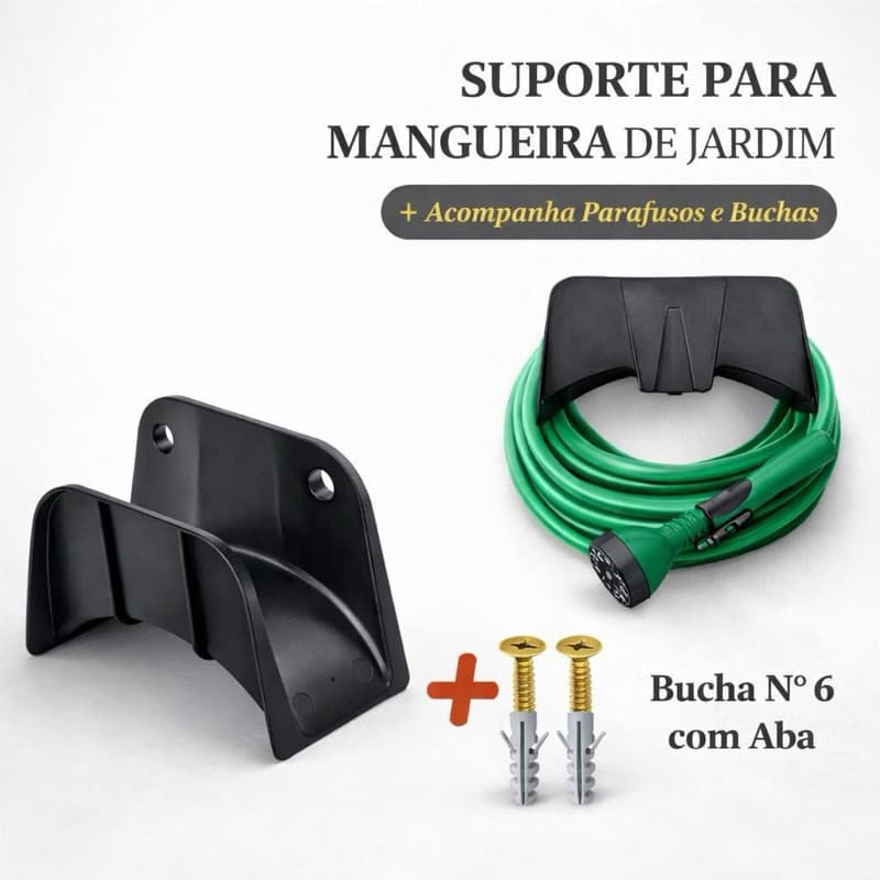 Suporte para Mangueira de jardim com parafuso e bucha