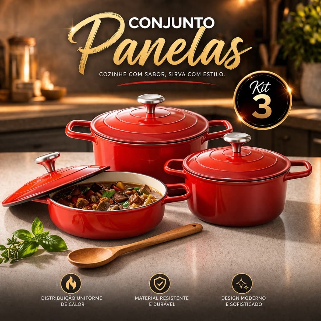 Jogo 3 Panelas Cerâmica Antiaderente Indução Alumínio Não Gruda Conjunto 3 Caçarola Tampa Vidro Reforçado Cozinha Modern