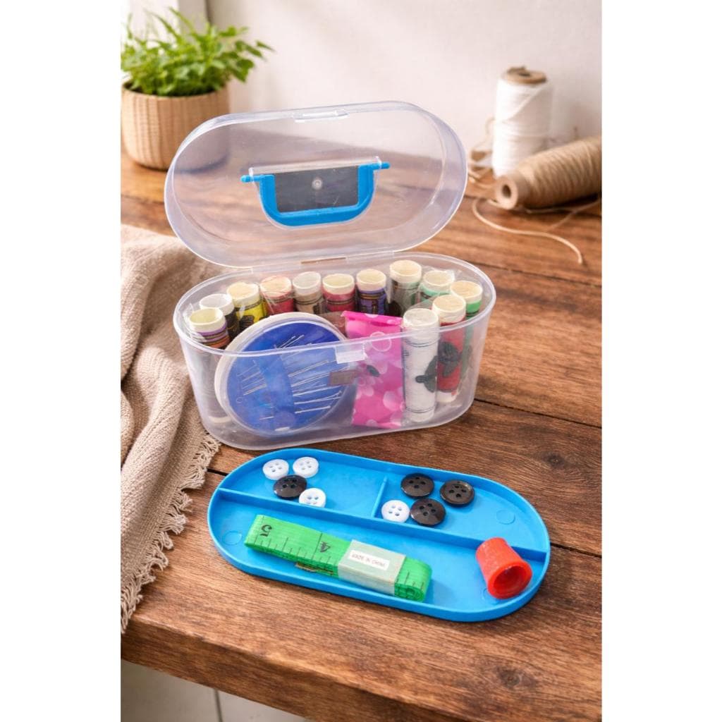 Kit de Costura Mini Maleta Completo Com Acessórios Fita Métrica Dedal Botão Agulha