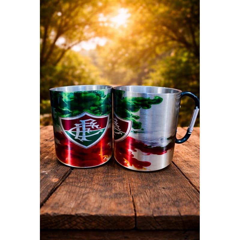 Caneca inox alça mosquetão 300ml times coleção torcida de aço