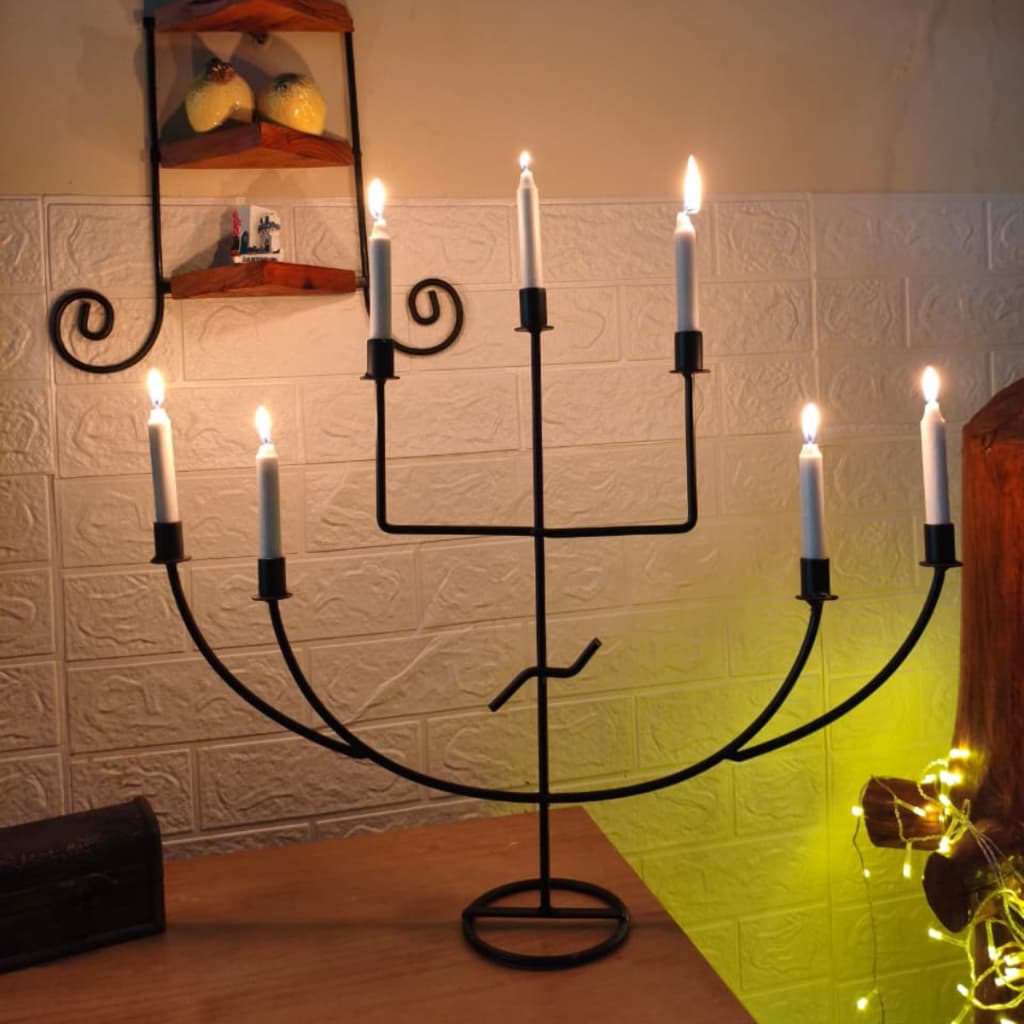 Candelabro Porta Velas Exu Rei Grande 60 cm em Ferro Artesanal