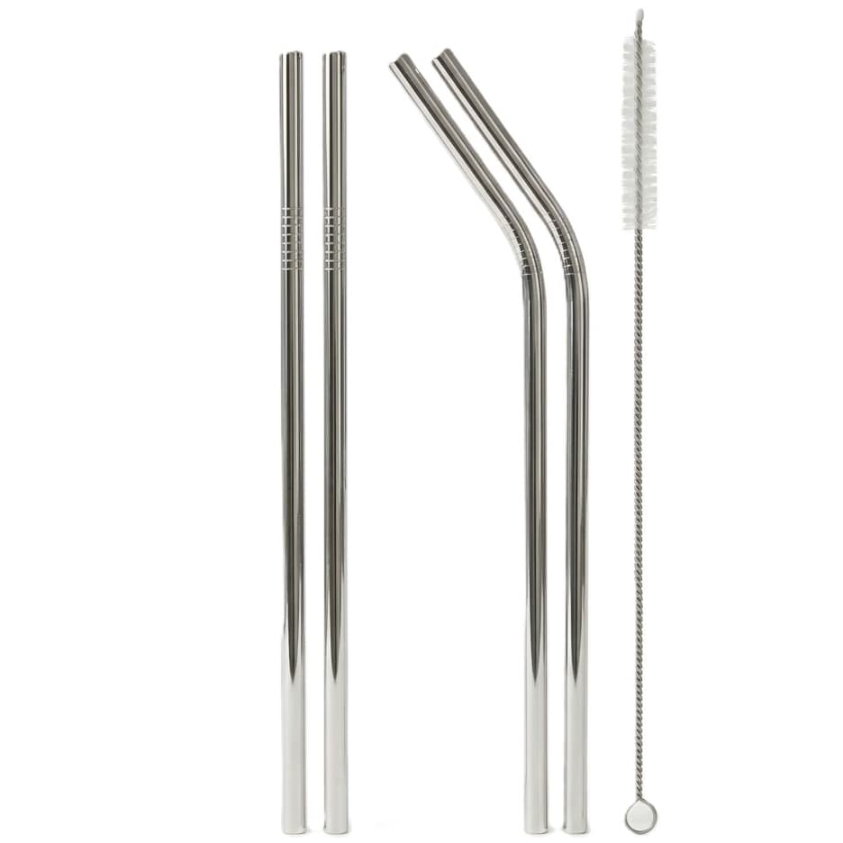 Combo 4 Canudos De Aço Inox Reutilizáveis Ecológico + 1 Escova de Limpeza