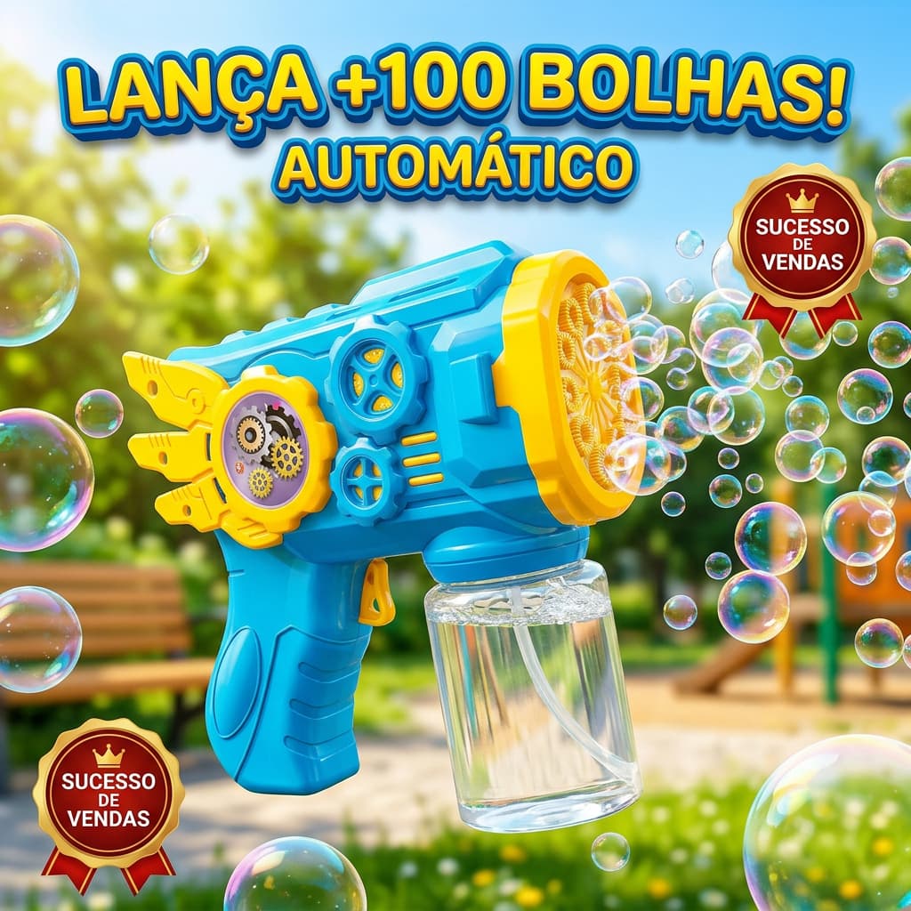 Pistola Automática de Bolhas Infantil com Luz Lança Bolhas Brinquedo Ark Toys
