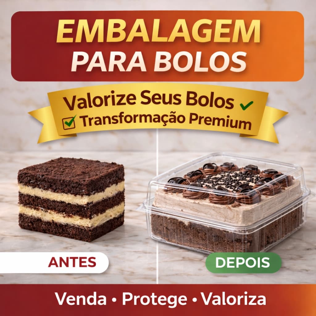 Kit 25/50/100/150/300 Embalagem Quadrada com Tampa para Bolo e Sobremesa 200ml