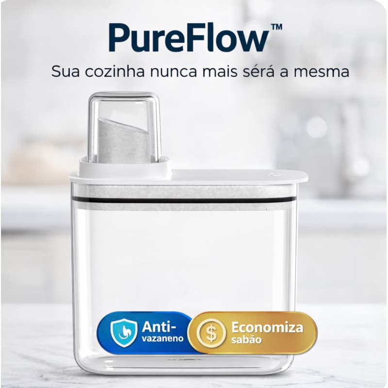 Dispenser de Sabão 1,5L Transparente com Dosador | Sistema Anti Vazamento + Economia de Detergente | Porta Sabão Cozinha