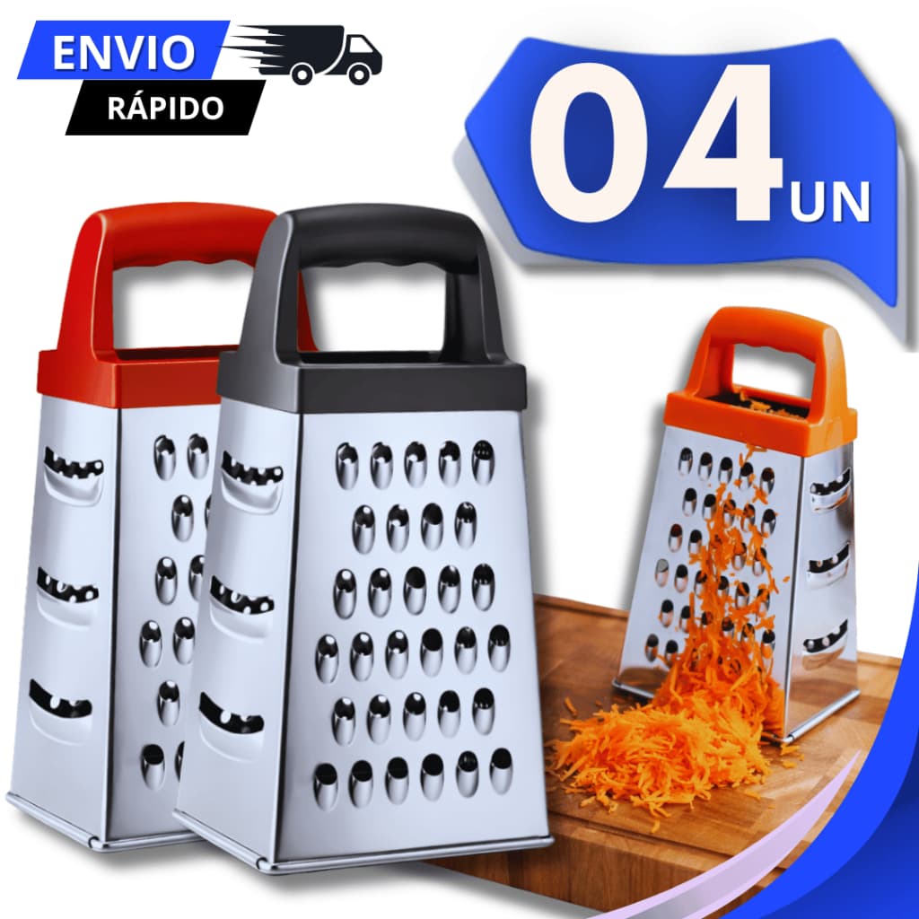 Conjunto Ralador Aço Inox 4 Faces Verduras Legumes Queijo Cozinha Restaurante Multiuso Utensílios