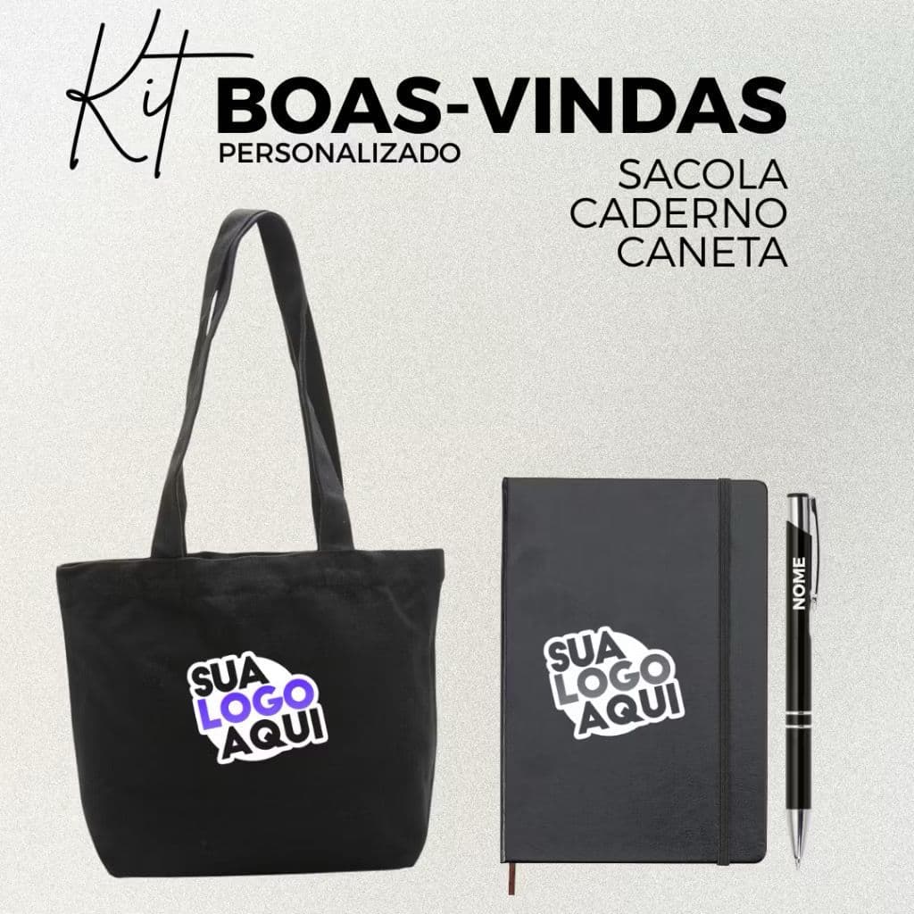 Kit com 5 Cadernetas com canetas+ 5 Sacolas de Algodão