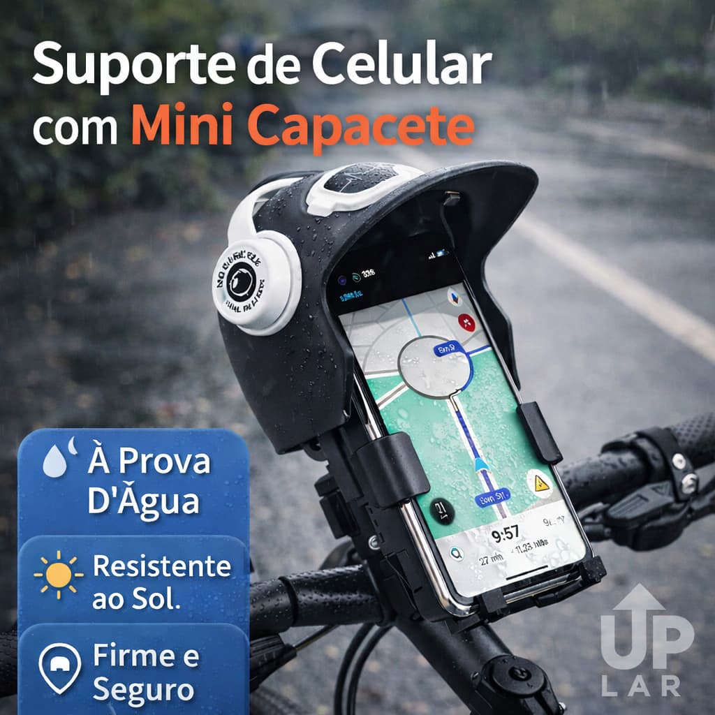 Suporte Celular Estilo Capacete A Prova D'Agua 360° Rotativo Impermeável Bike Scooter Motocicleta