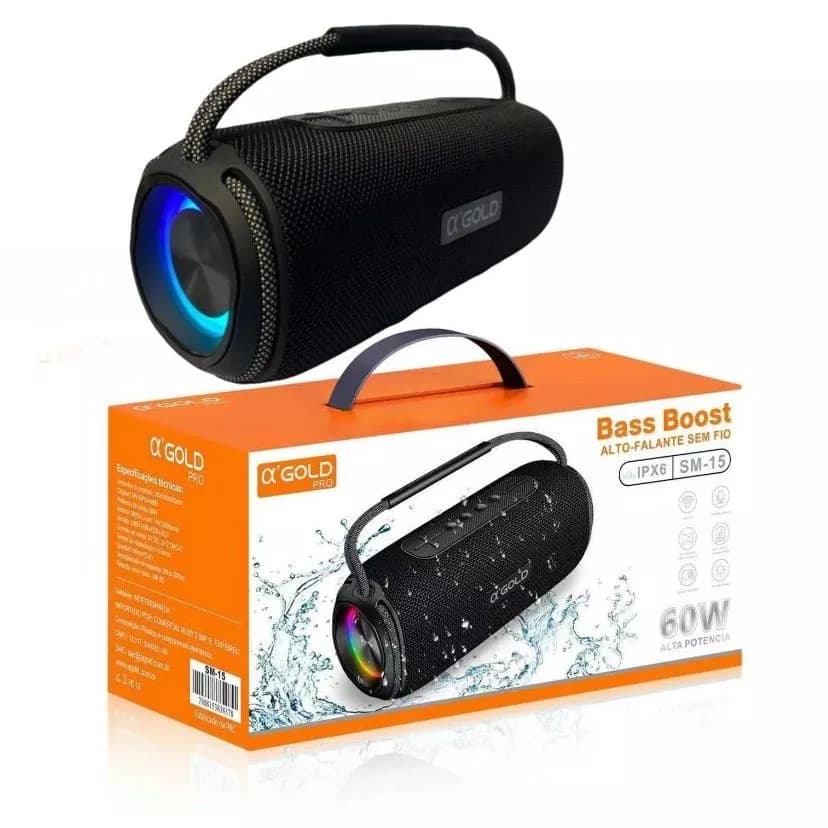 Caixa De Som Bluetooth Bass Boost 60W Som Alto e Potente
