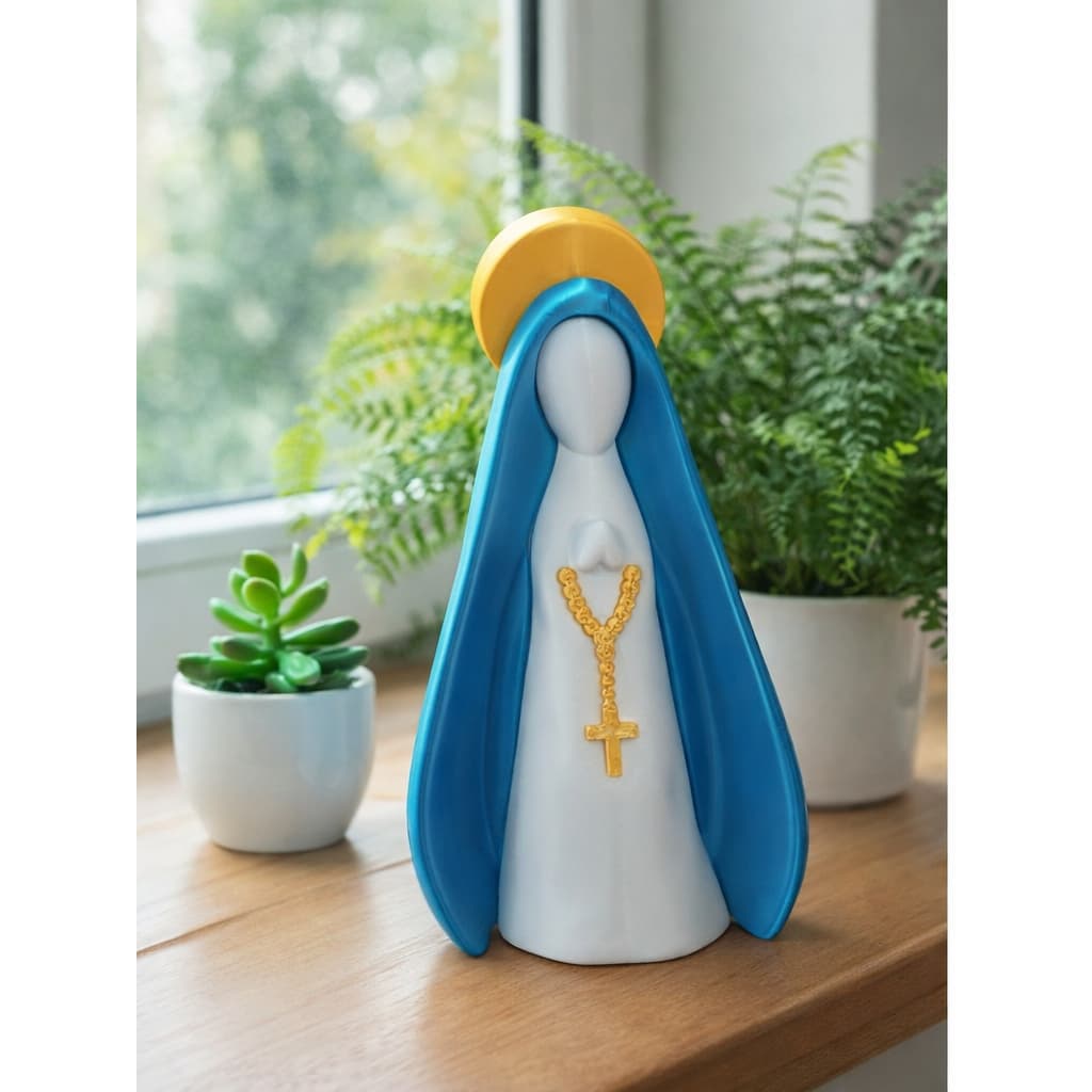Escultura Nossa Senhora Aparecida Minimalista Decorativa 16cm Quarto Sala Religioso