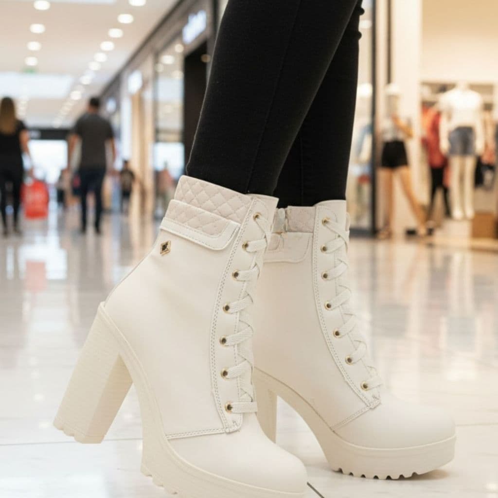 Bota Feminina Botinha Coturno Feminino Casual Salto Alto