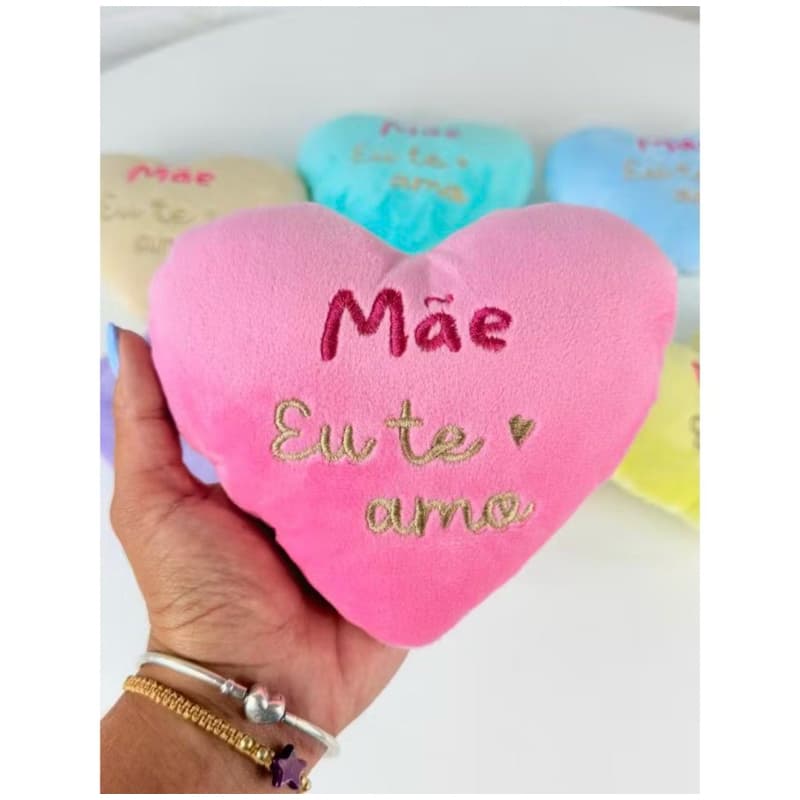 Coração De Pelúcia Dia Das Mães Eu Te Amo 15cm Fofinho para Cestas Presentes Personalizados 1 unidade