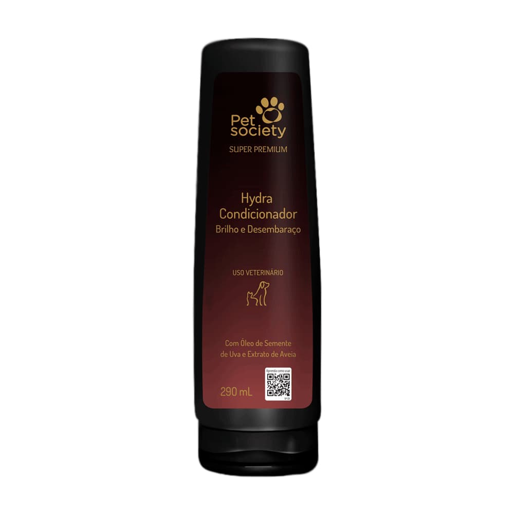 Condicionador Brilho e Desembaraço Hydra Pet Society 290ml Super Premium Profissional Pet Shop