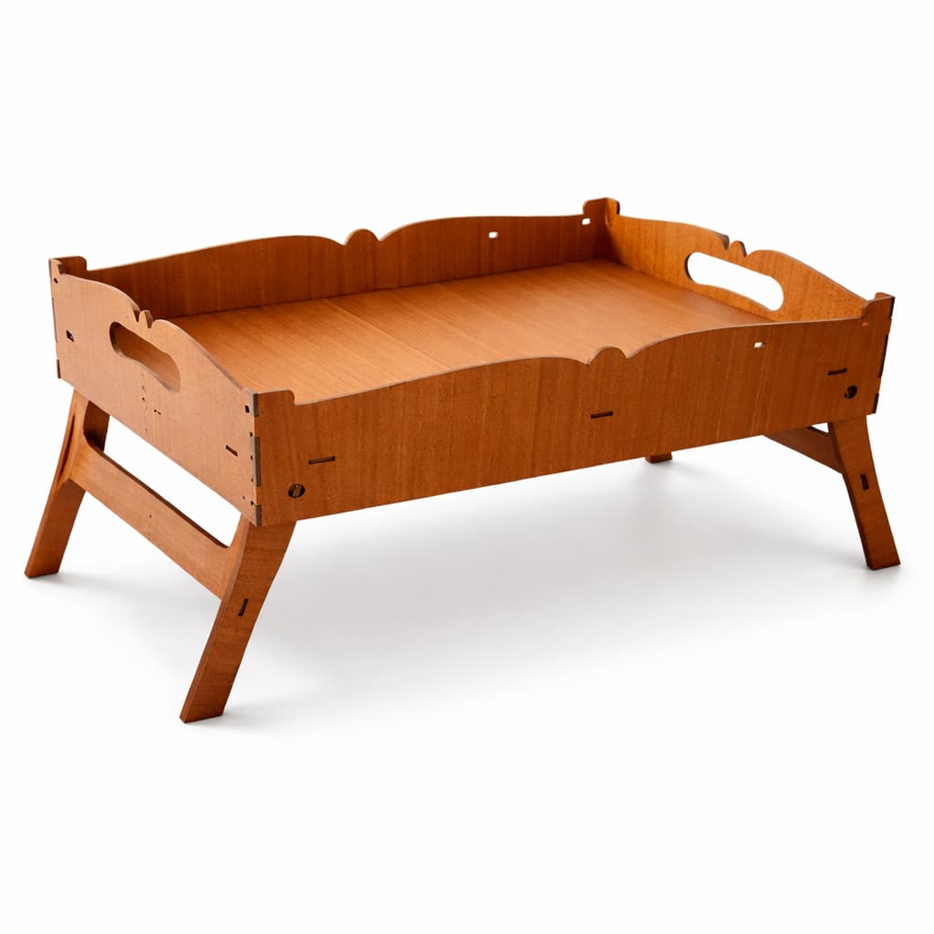 Mesa Bandeja Café da Manhã Com Pezinho Dobrável Laser Mdf 2,5 MM Decoração Cozinha