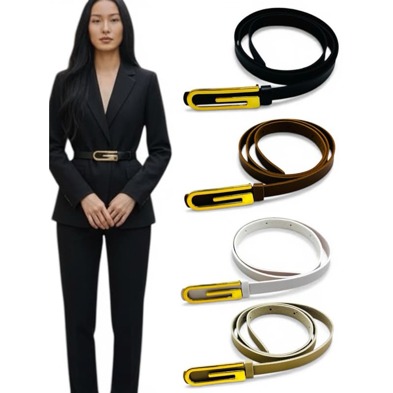 Cinto Feminino Brilhoso Fivela Metal G Dourado Couro Sintético Resistente Reforçado - Lacerda