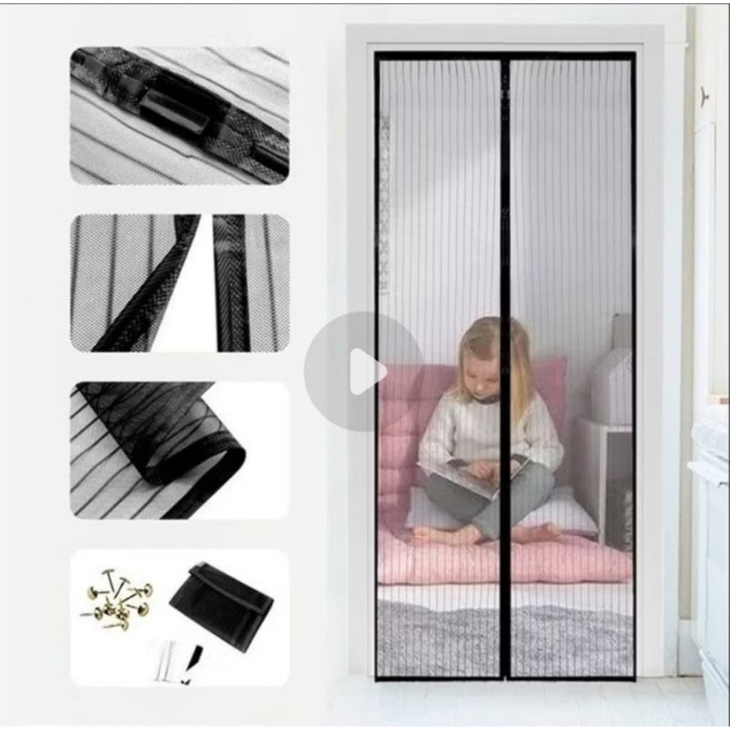 Tela Mosquiteiro Porta 100x210cm Magnética Anti Insetos Dengue Fácil Instalação
