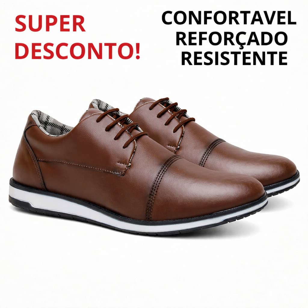 Tênis Sapatênis Social Masculino Casual Confortável Couro Sintético Premium Macio Promoção - Envio Imediato