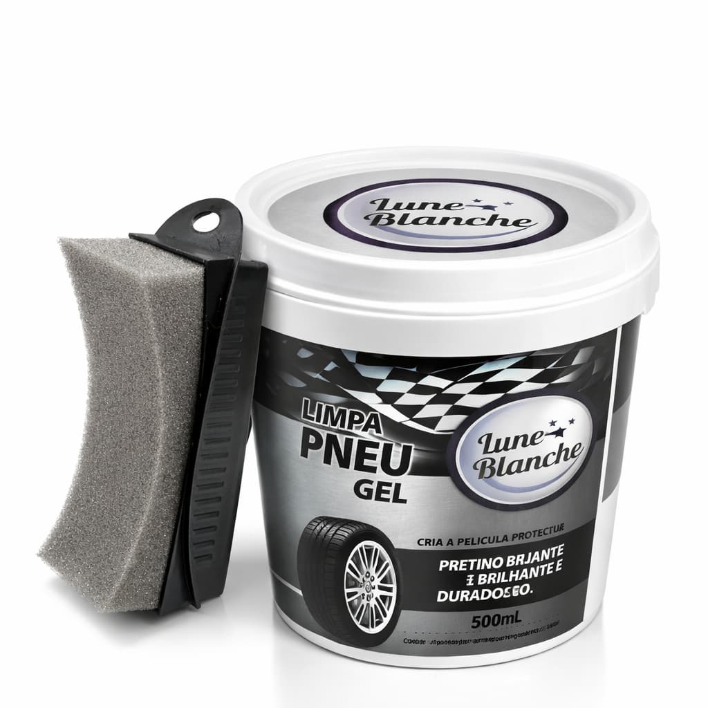Pneu Pretinho Gel Alto Brilho Revitalizador de Pneu Resistente + Aplicador Detailer