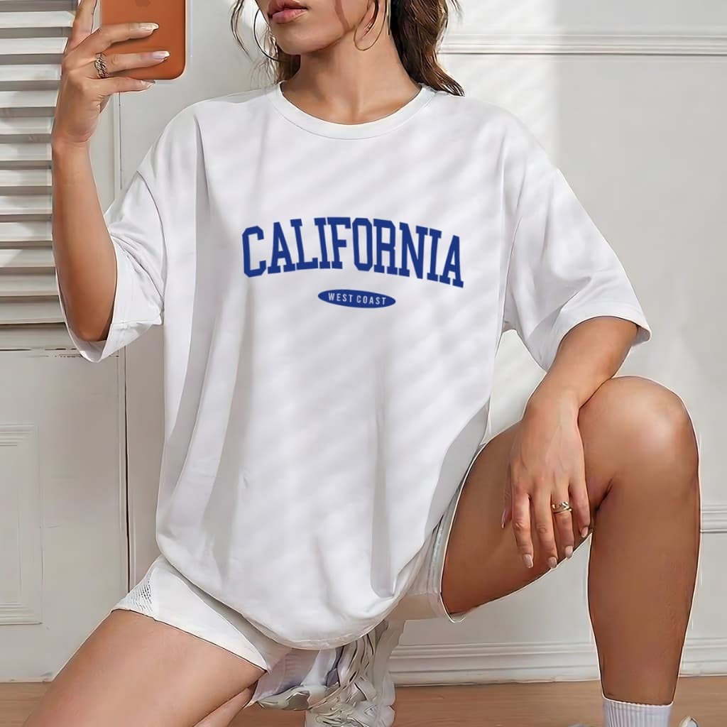 Blusa Feminina California West Coast Academia T-shirt Básica Camiseta Simples Camisa Streetwear Crt Unissex