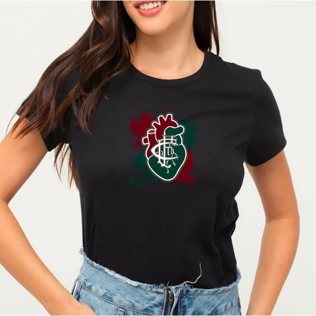 Camiseta Feminina Camisa Fluminense Fc Time Futebol Flu Tricolor verde branco e grená torcedor Blusa Masculina Premium