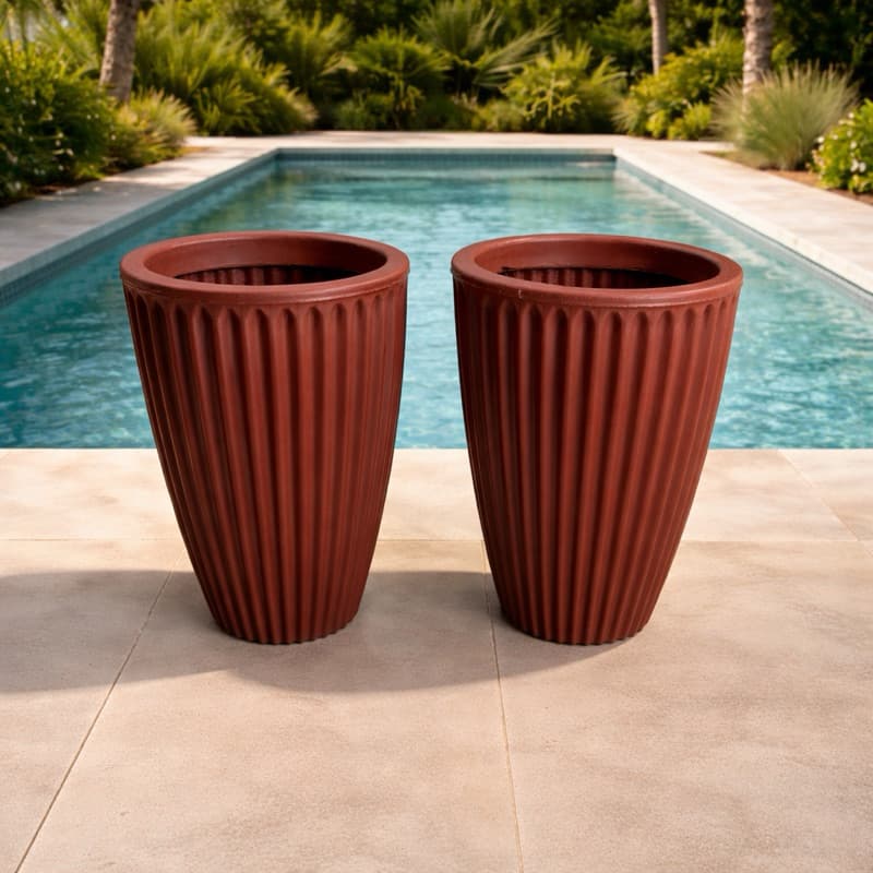 Kit 2 Vasos em Polietileno Luxo Coluna Romana N1 para Plantas, Decoração, Jardim, Casa
