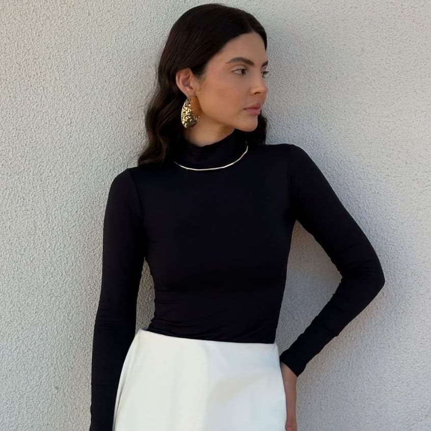 Blusa Feminina Manga Longa Gola Alta Inverno Noite Proteção UV Confortável
