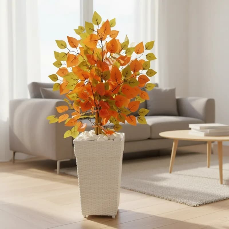 Planta Artificial Fícus Real Toque Com Vaso Decorativo