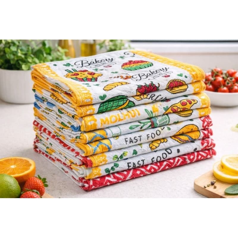 3 Pano de Prato louça kit Cozinha Plus Estampas Variadas 40 X 60
