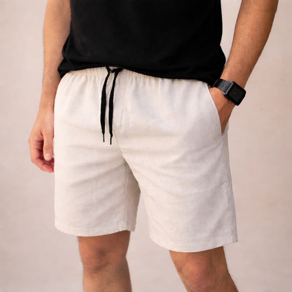 Bermuda LINHO Masculina Praia Shorts Mauricinho Elástico