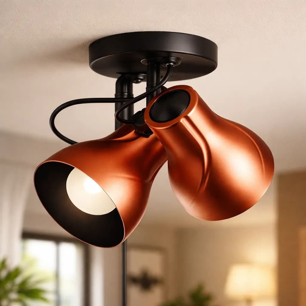 Luminária de Teto Spot Sobrepor Duplo Direcionável Octa Plus Cobre 2 Lâmpadas Quarto Sala Praia Biv