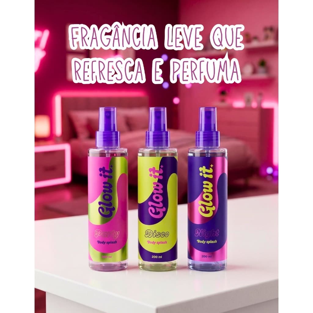 Body Splash Suave Dia a Dia Glow It Adulto Juvenil Refrescante Desodorante Colônia