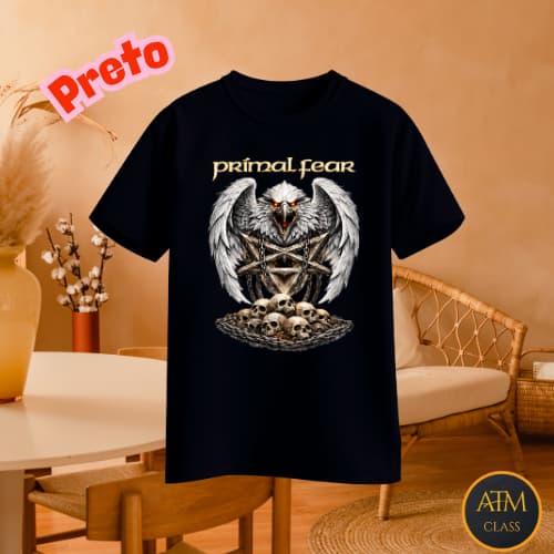 Camiseta Camisa Primal Fear Banda de Rock Blusa Unissex 100% Algodão Premium Envio Rapido
