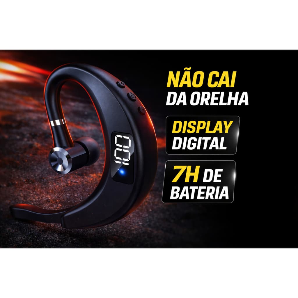 Fone Bluetooth Sem Fio A-W2 Display Digital LED Gancho Esportivo Bateria 7h HD