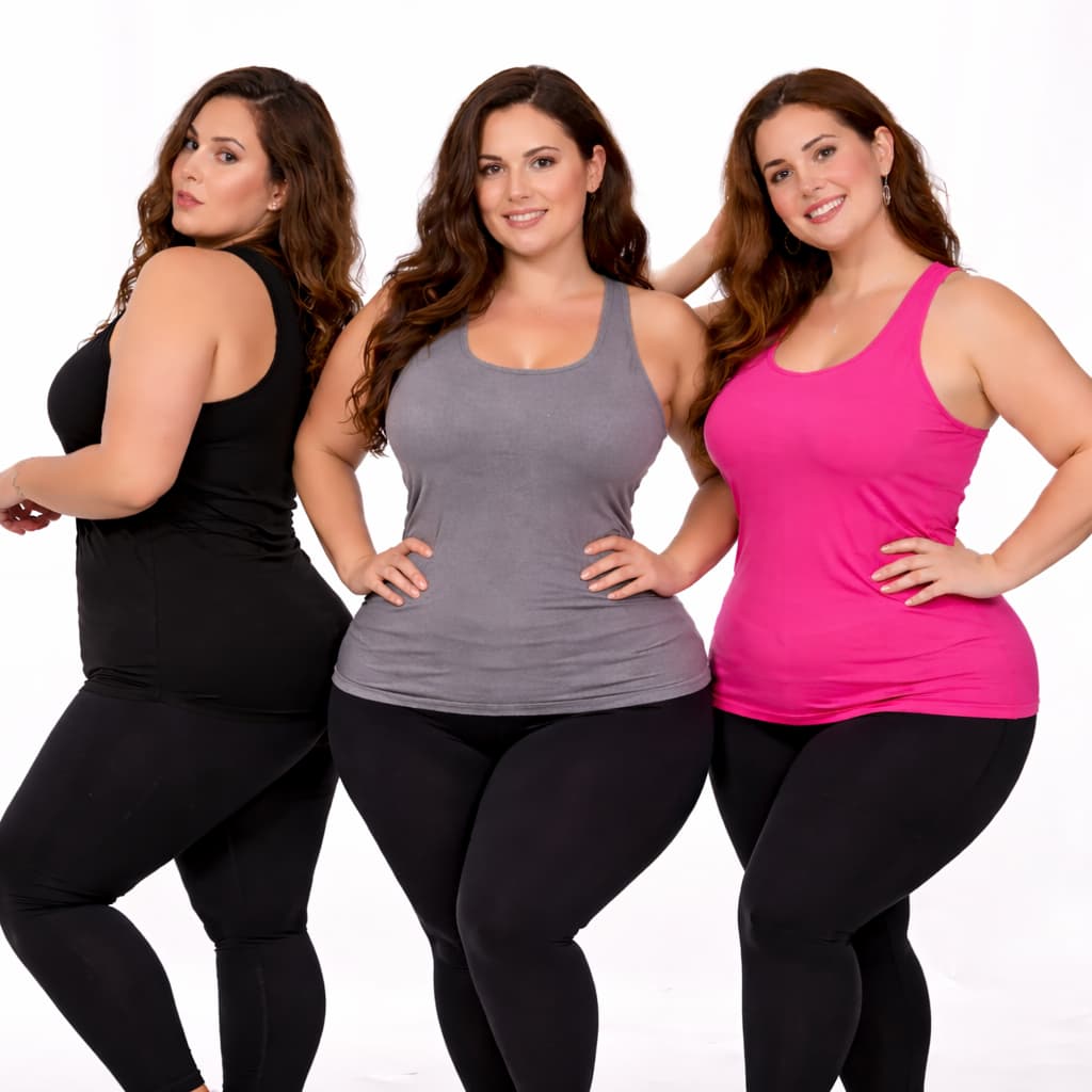 Kit 3 Regatas Academia Feminina Plus Size G1 G2 G3 G4 G5 Dry Fit Treino Corrida Musculação