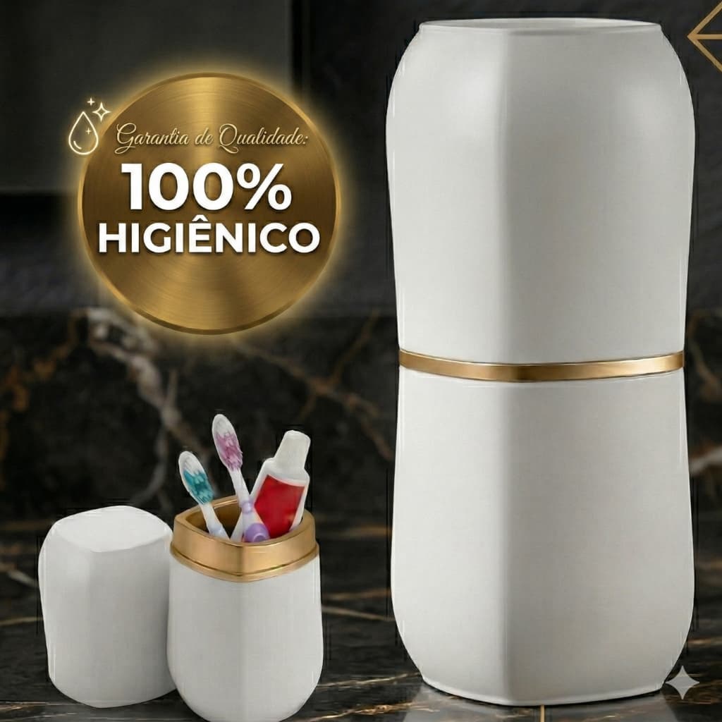 Porta Escova de Dente Luxo com Compartimento para Pasta