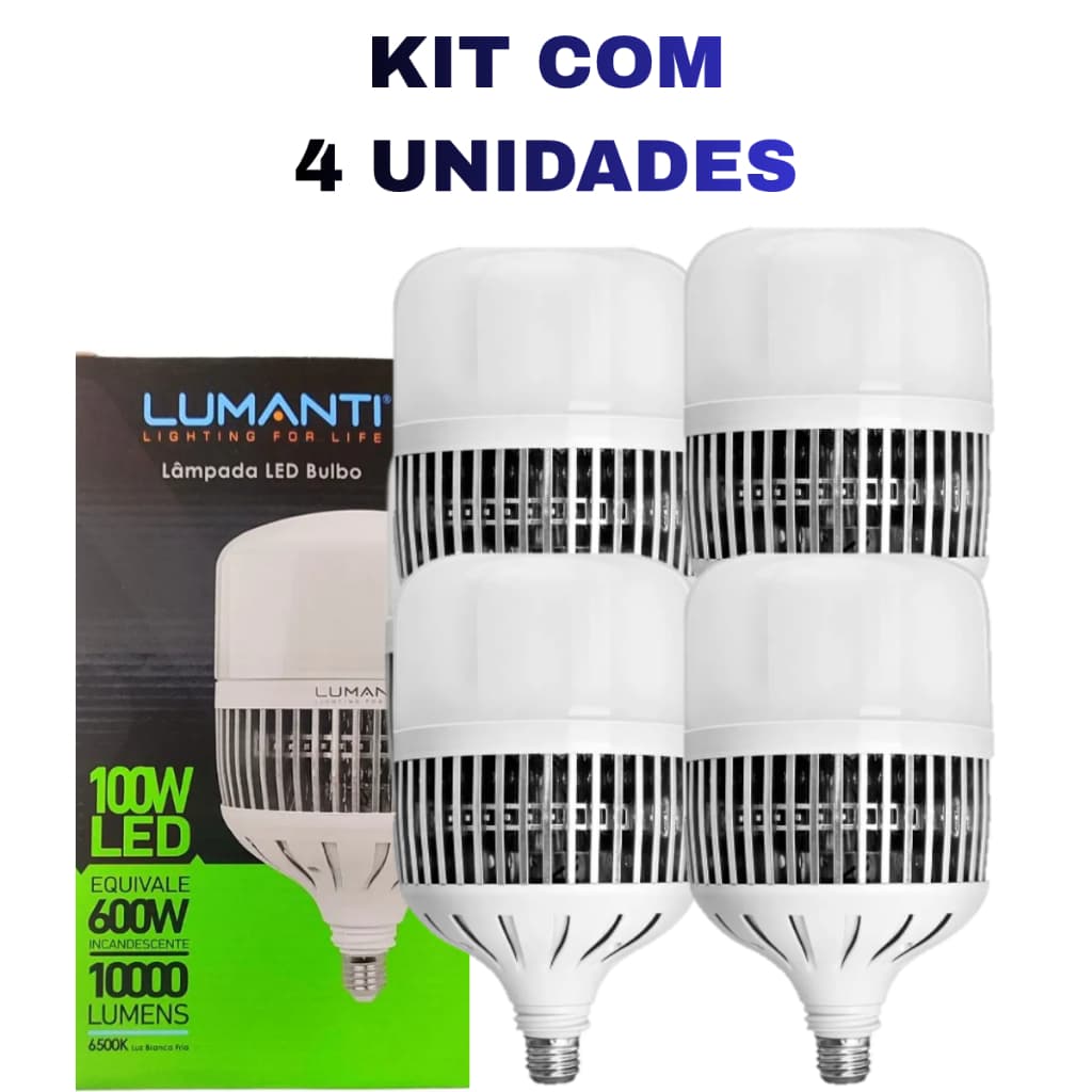 KIT 4 LAMPADA 100W E-27 BIVOLT 6500K LUMANTI