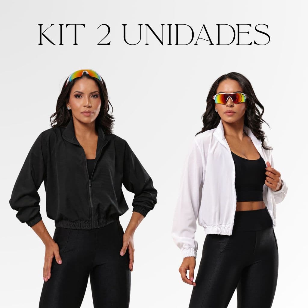 Kit 2 Jaquetas Corta Vento Treino Feminino Fitness Bomber Academia Esportiva Leve Secagem Rápido