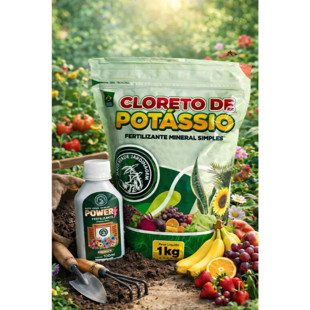 CLORETO DE POTÁSSIO FERTILIZANTE MINERAL SIMPLES + FERTILIZANTE POWER KIT MATO VERDE