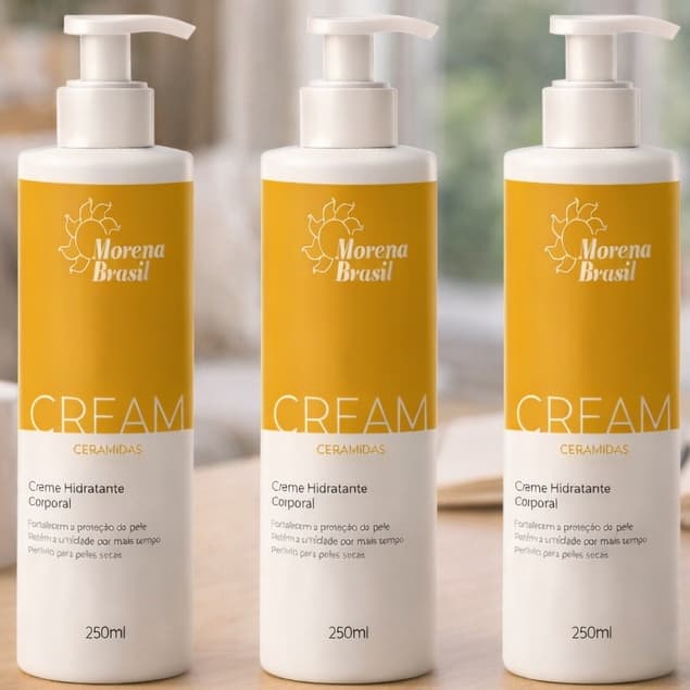 💛 Kit 3x Hidratante Corporal Morena Brasil Cream Ceramidas 250ml – Hidratação Prolongada