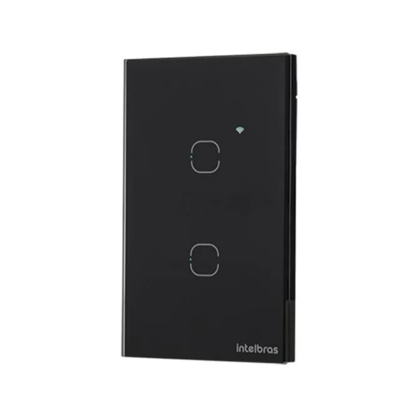 Interruptor Inteligente Touch Smart Wi-Fi Preto Com 2 Teclas EWS 1002 Intelbras