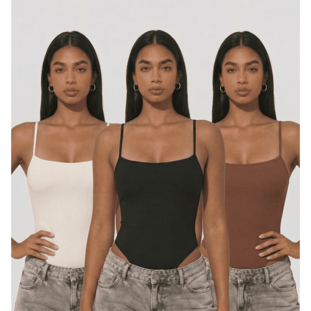 Kit 3 Body Feminino Alcinha Decote Quadrado Manga Curta Tecido Suplex Moda Verão Tendência