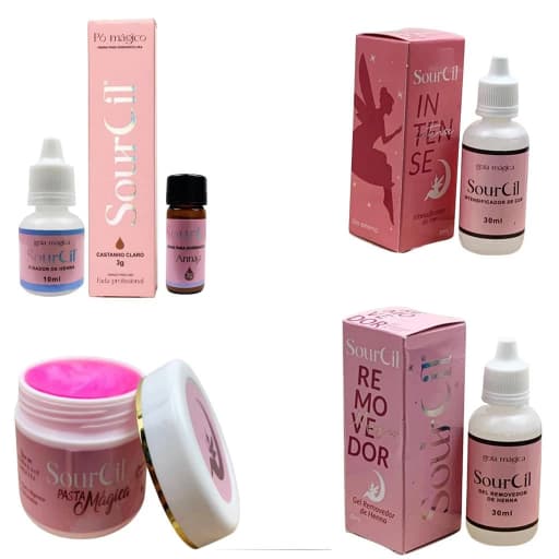 Kit Sobrancelha Sourcil Henna, Pasta Modelagem e Nutrição, Intensificador e Removedor de Henna