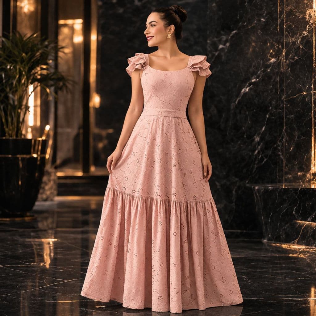 Vestido Longo Moda Evangelica Feminino Com Alça Elegante Casual Festa Verão Social
