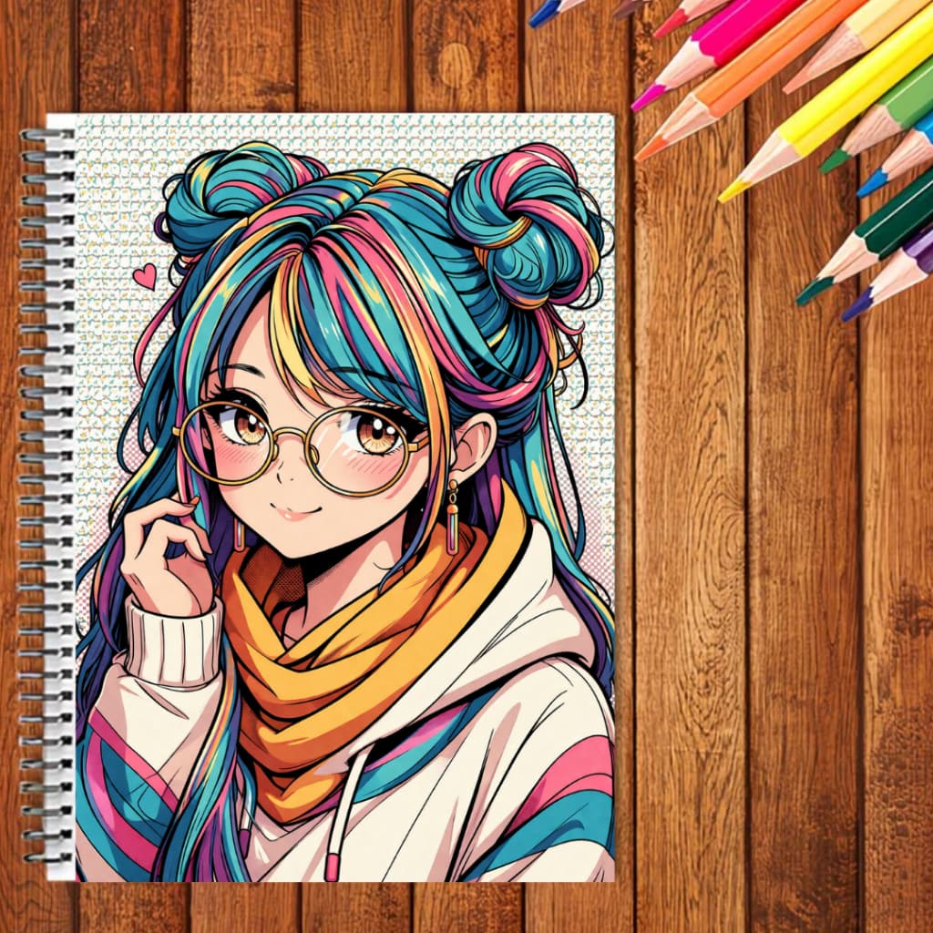 Caderno de Colorir "Quirky Girl" - Desbloqueie um Mundo de Charme Único! Expresse Sua Personalidade e Estilo de Moda