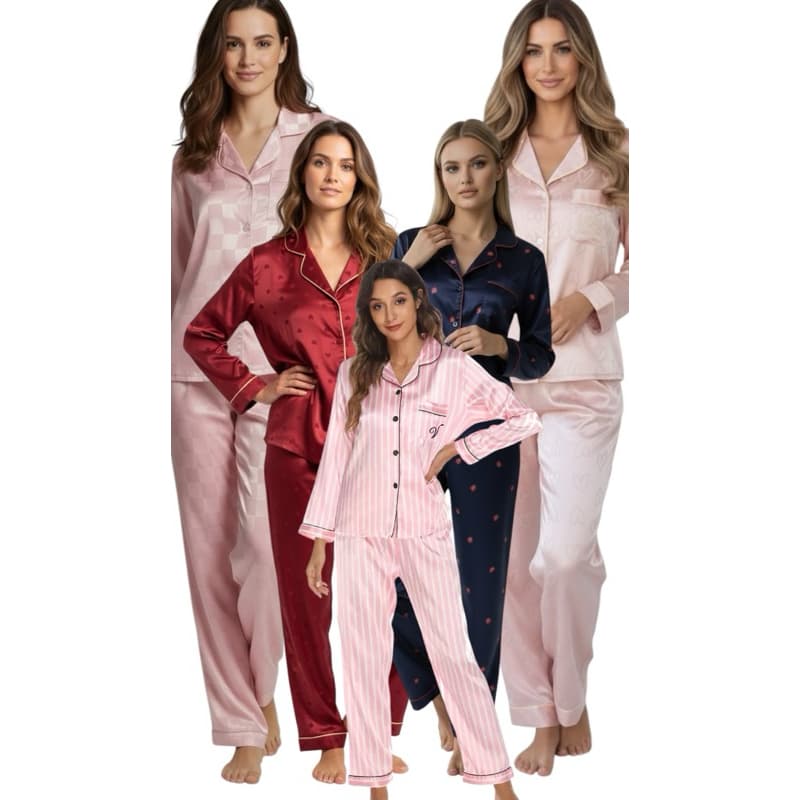 Pijama Manga Longa em cetim premium, pijama americano - Diversas cores, conjunto, pós cirúrgico, amamentação.