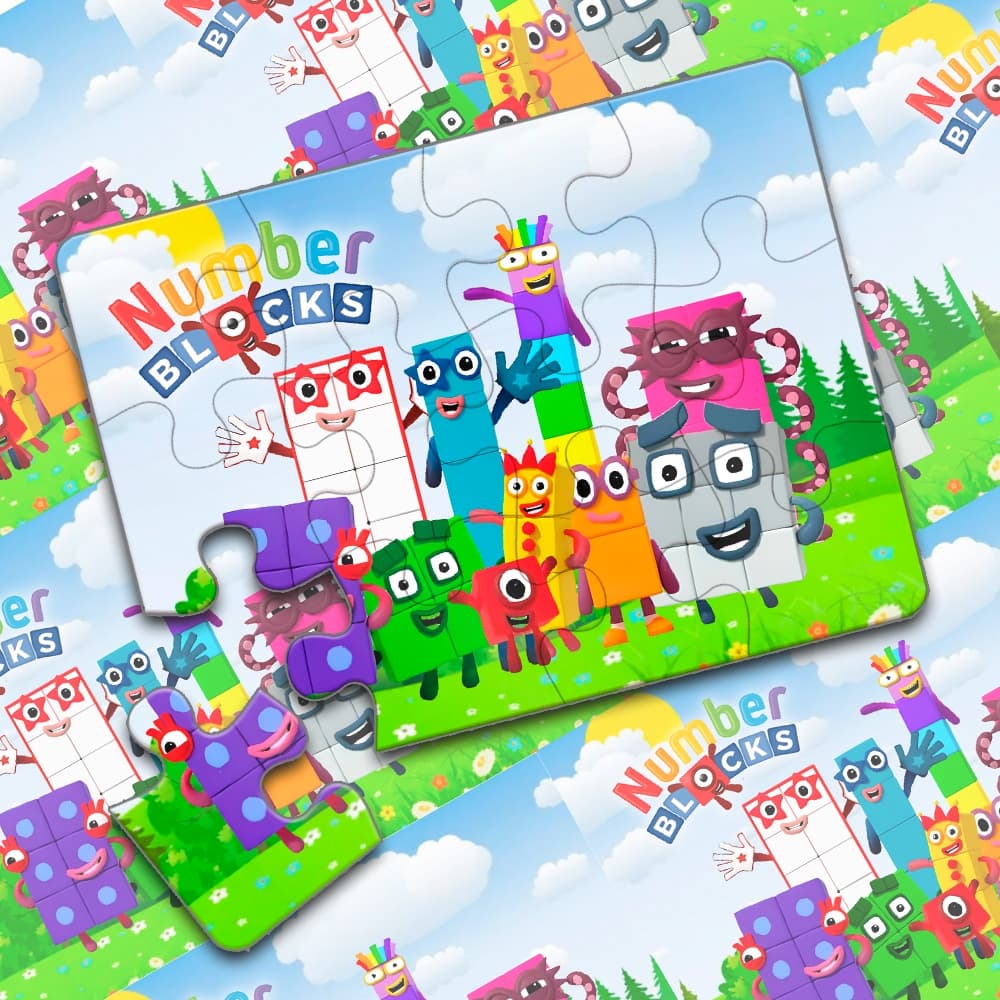 kit 15 Quebra Cabeça 12 Peças Jogo Pedagógico Infantil Lúdico Educativo Tema Number Blocks