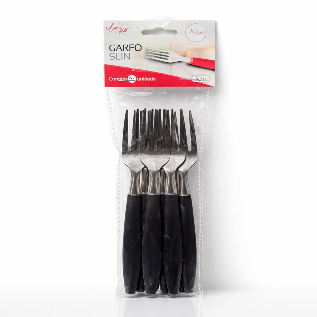 Garfo Inox Preto 6 Peças Resistente Kit Cozinha Durável Premium