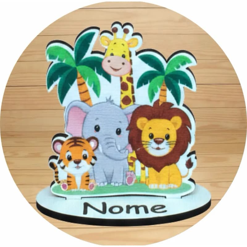50 Un Mini Centro De Mesa Safari Personalizado Mdf 3mm Colorido