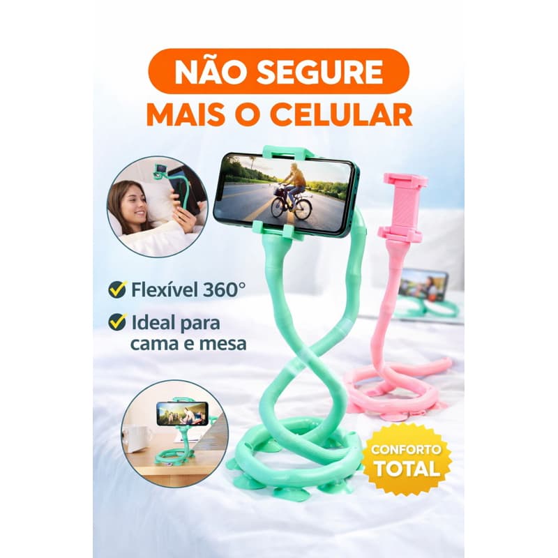 Suporte para Celular Flexível Tipo Cobrinha Mesa e Cama Ajustável Universal